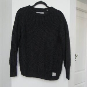 Navy cable knit Super Dry wool blend sweater